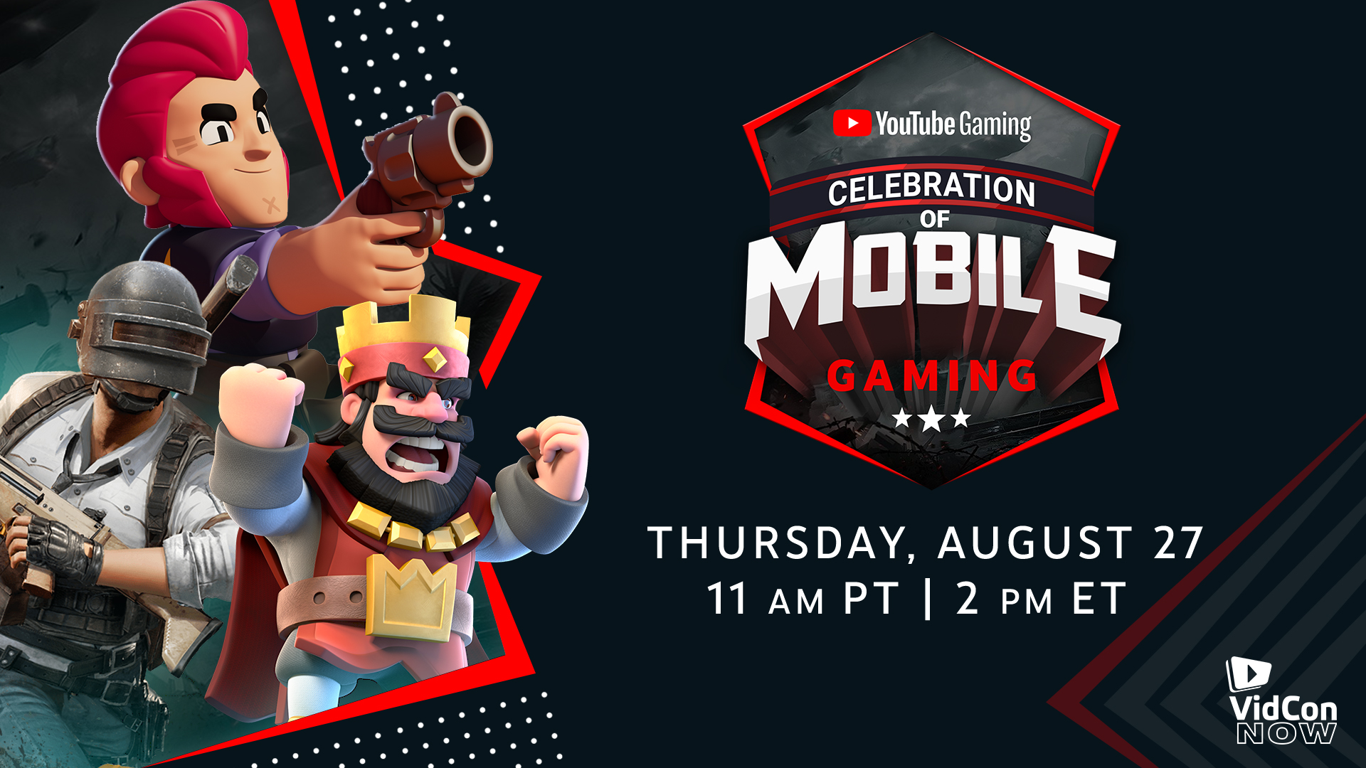The Celebration of Mobile Gaming will take place August 27 at 11 am PT on YouTube.
