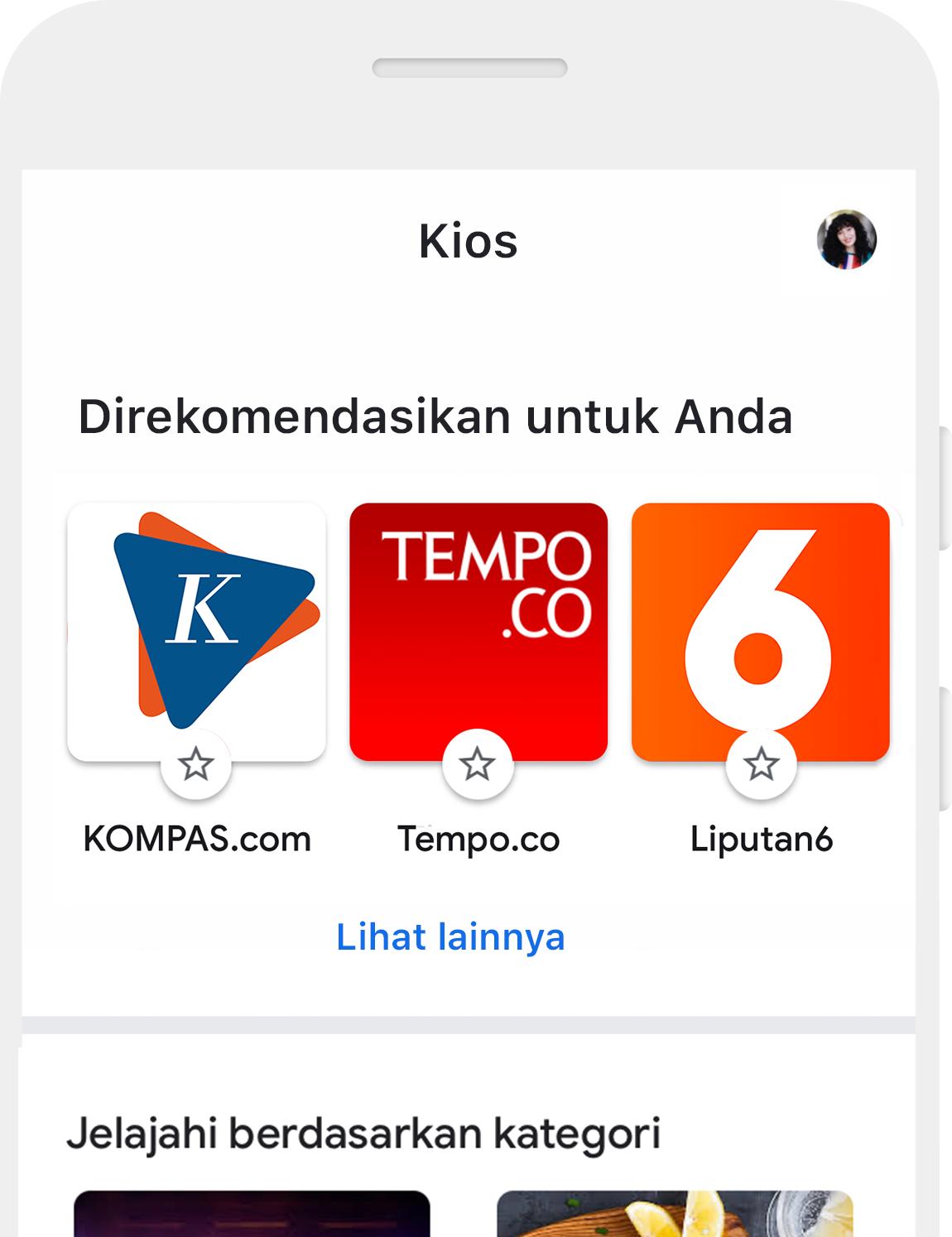 Layar aplikasi Google Berita