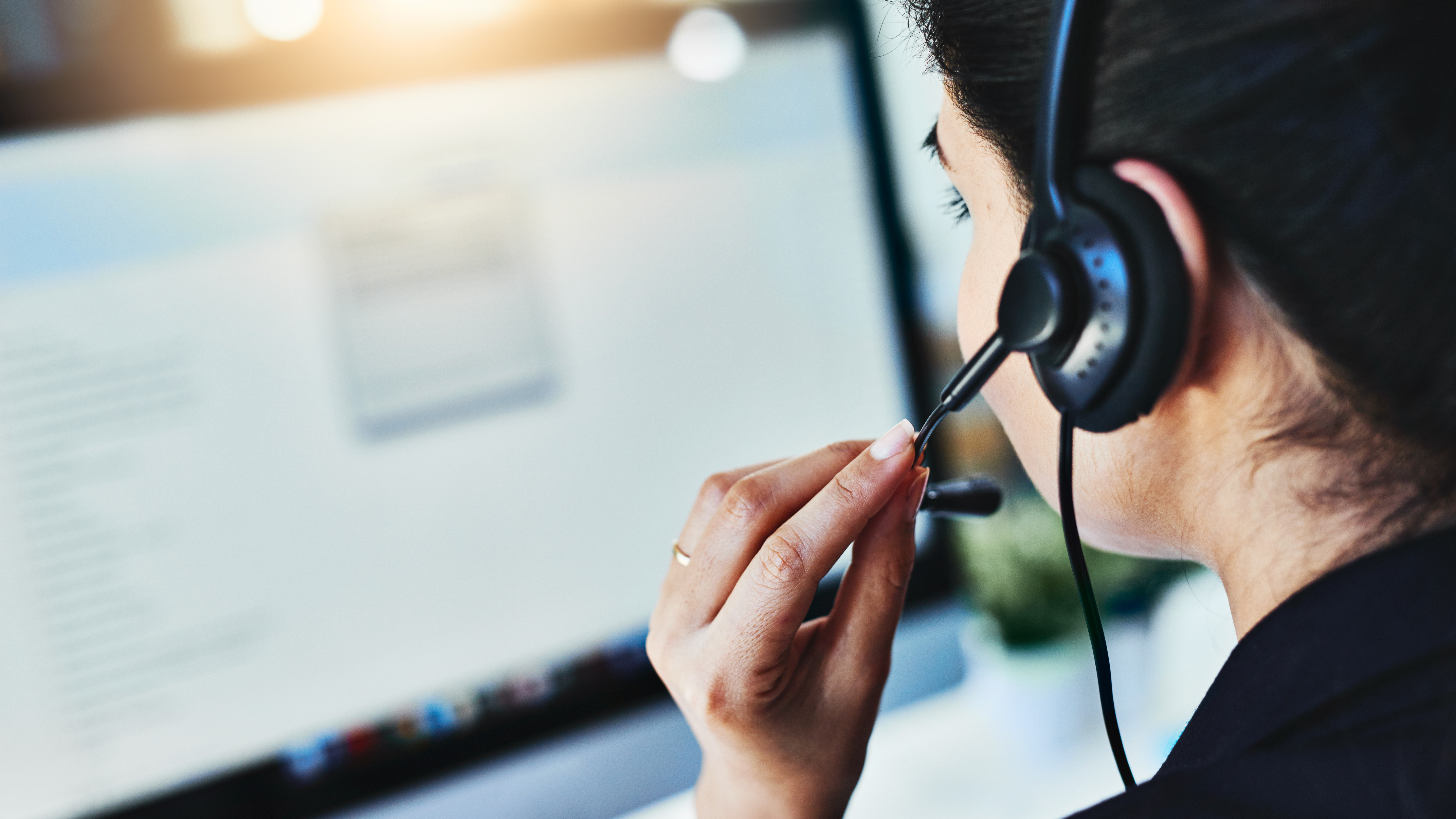 call center representative talking into headset
